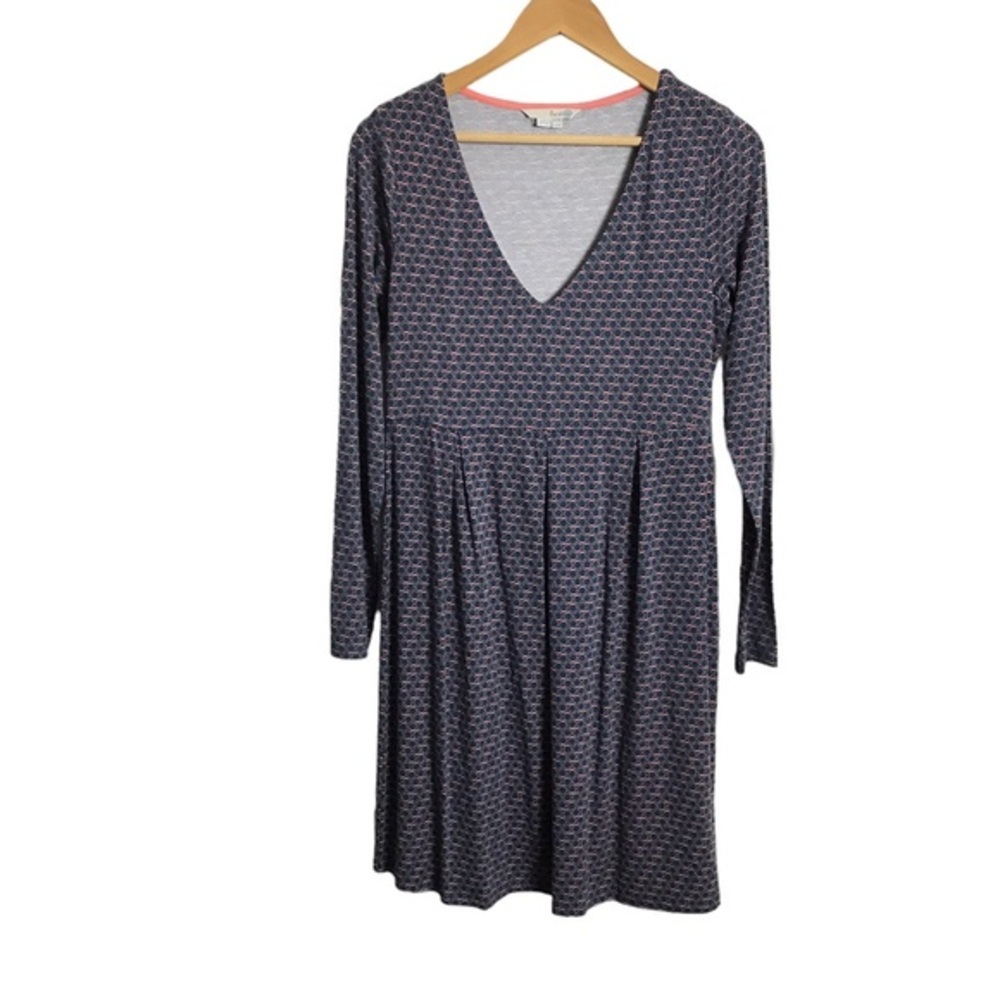 Boden Size 10 Long Women‎ Jersey Knit Blue Pink Dress Pullover Comfort Relaxed